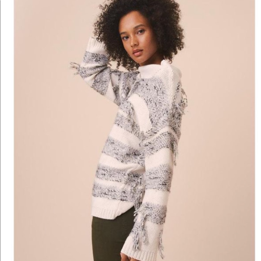 Lou & Grey fringe striped sweater size small